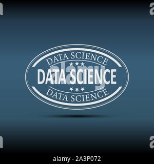 Data science banner,label,sticker. paper banner with atom icon. Stock Vector