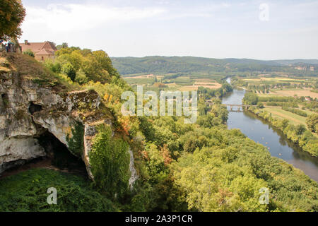 View over the Dordogne valley from Domme in the Dordogne department in Aquitaine, France Stock Photo