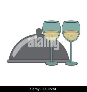 platter and wineglass icon image, flat design Stock Vector