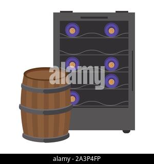 wine cooler and wooden barrel icon Stock Vector