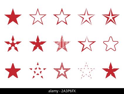 Red star set Stock Vector