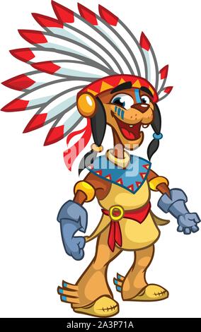 Native American Character cartoon. Vector illustration. Thanksgiving symbol Stock Vector