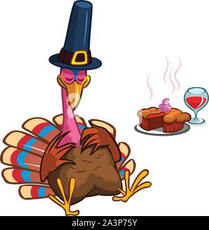 Cartoon turkey character for Thanksgiving Stock Vector