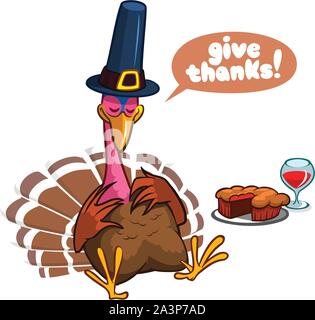 Thanksgiving cartoon turkey character sleeping. Isolated vector illustration clipart Stock Vector