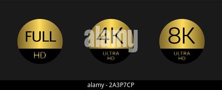 Full HD 4K badges Stock Vector