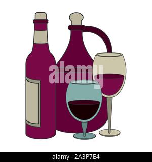 wineglass and jug of wine icon image, flat design Stock Vector