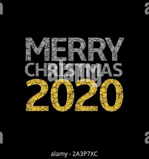 2020 Broken silver and golden numbers Stock Vector