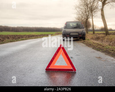 car with breakdown Stock Photo