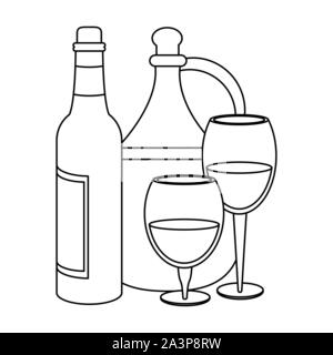 wineglass and jug of wine icon image, flat design Stock Vector