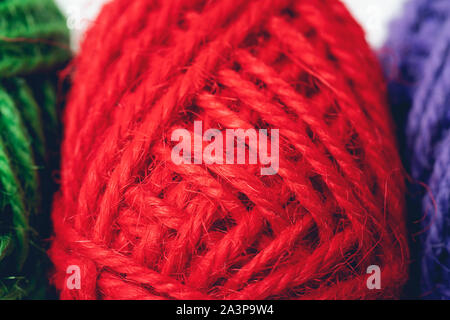 Colorful yarn balls as background, close up Stock Photo