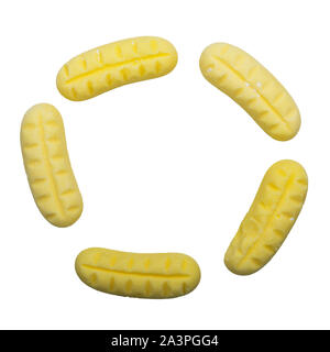 Foam Banana sweets on a white background Stock Photo