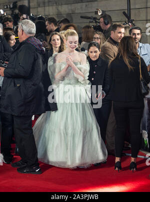 LONDON - ENGLAND - OCT 9. Elle Fanning  attends the ‘Maleficent: Mistress of Evil’ European Premiere at the BFI Imax, Waterloo, London, England on the 9th October 2019. Gary Mitchell/Alamy Live News Stock Photo