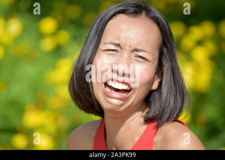Beautiful Diverse Female Crying Stock Photo