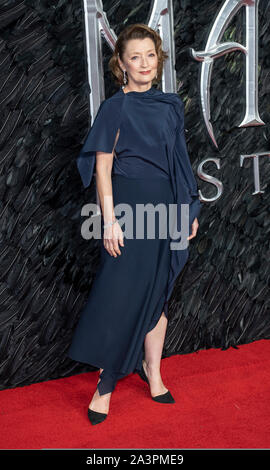 LONDON - ENGLAND - OCT 9. Lesley Manville attends the ‘Maleficent: Mistress of Evil’ European Premiere at the BFI Imax, Waterloo, London, England on the 9th October 2019. Gary Mitchell/Alamy Live News Stock Photo