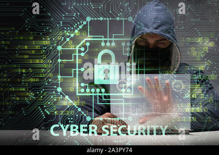 The young hacker in cybersecurty concept Stock Photo