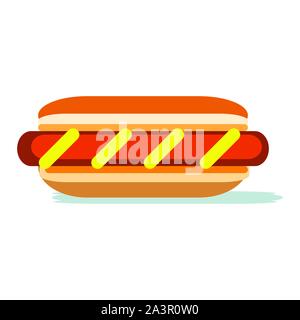 Hotdog with strips of mustard & wrapped in cheese Stock Vector