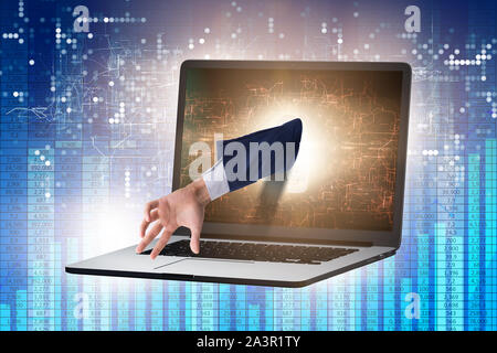 The hacker man trying to steal personal data Stock Photo