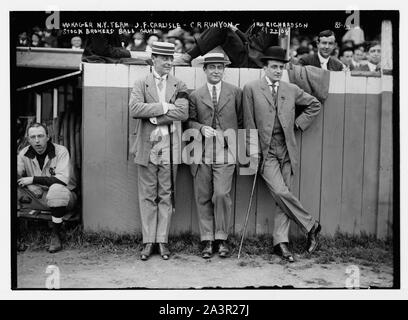 Stock Brokers Ball Game (N.Y. - Boston), Manager N.Y. team J.F. Carlisle, also C.R. Runyon, and Ira Richardson Stock Photo