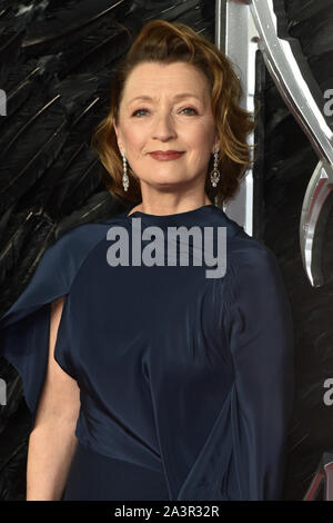 London, UK. 09th Oct, 2019. Lesley Manville attends the Maleficent: Mistress of Evil European Premiere at the BFI IMAX Waterloo in London. Credit: SOPA Images Limited/Alamy Live News Stock Photo