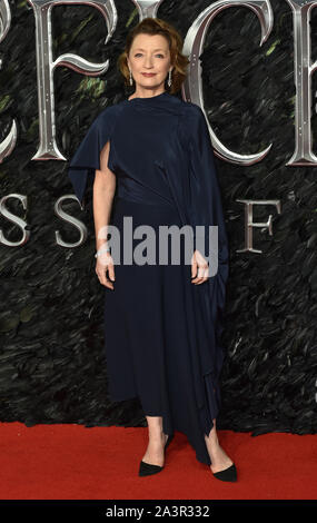 London, UK. 09th Oct, 2019. Lesley Manville attends the Maleficent: Mistress of Evil European Premiere at the BFI IMAX Waterloo in London. Credit: SOPA Images Limited/Alamy Live News Stock Photo