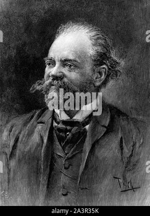 Engraved portrait of Antonín Leopold Dvořák (8 September 1841 – 1 May 1904) a Czech composer, one of the first to achieve worldwide recognition Stock Photo