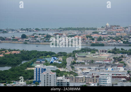 Cartagena skyline as seen from Cerro de La Popa, the highest point in Cartagena Stock Photo