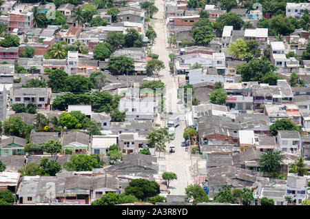 A typical Cartagena neigborhood as seen from Cerro de La Popa,, the highest point in Cartagena Stock Photo