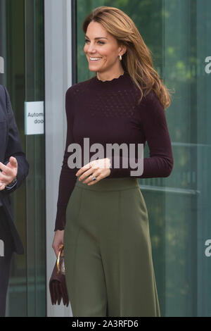 Beijing, Britain. 9th Oct, 2019. Duchess of Cambridge Catherine is seen during a visit to the Angela Marmont Centre for UK Biodiversity at the Natural History Museum in London, Britain, on Oct. 9, 2019. Credit: Ray Tang/Xinhua/Alamy Live News Stock Photo