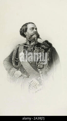 Victor Emmanuel II (Vittorio Emanuele II; 1820 – 1878) was King of Sardinia from 1849 until 1861, when he assumed the title of King of Italy and becam Stock Photo