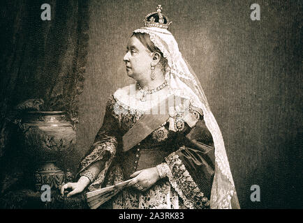Engraving of Victoria (Alexandrina Victoria; 1819 – 1901),  Queen of the United Kingdom of Great Britain and Ireland from 20 June 1837 until her death Stock Photo
