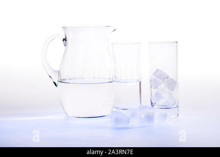 Studio picture of jug and glasses for water (with clipping path) Stock Photo