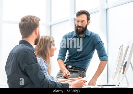 close up. a young business team is studying business documentation Stock Photo