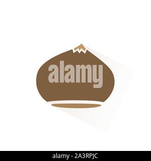 Chestnut color icon with shadow. Flat vector illustration Stock Vector
