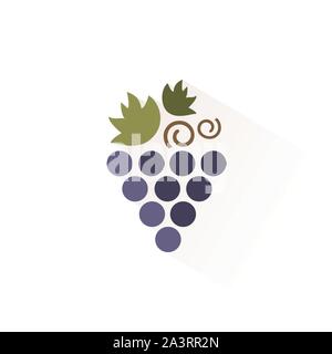 Bunch of grapes color icon with shadow. Flat vector illustration Stock Vector
