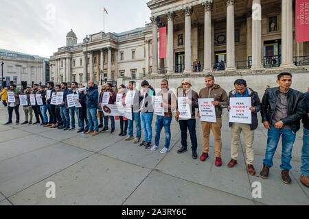 London, UK. 9th Oct 2019. Bangladeshi students demand an end to violence on campus in Bangladesh universities. They want a ban on the Bangladesh Chhatra League, the student wing of the Awami League, the party of Bangladeshi Prime Minister Sheikh Hasina, following the beating to death of student Abrar Fahad by BCL leaders at the Bangladesh University of Engineering and Technology on 7 Oct 2019. Credit: Peter Marshall/Alamy Live News Stock Photo