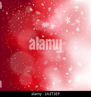 snowfall on red snowy clouds backdrop Stock Vector