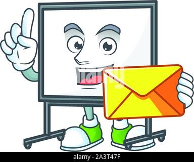 With envelope white board in the character mascot Stock Vector