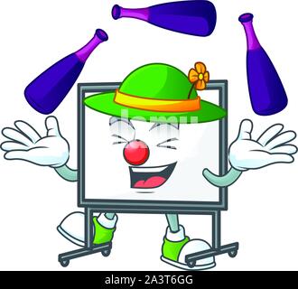 Juggling white board cartoon on white background Stock Vector