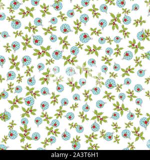 Christmas watercolor seamless pattern with Christmas toys, gifts and snowflakes. Perfect for wallpapers, wrapping paper, pattern fills, winter Stock Vector