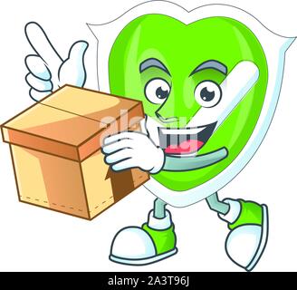 Delivery box with shield and checkmark. Safe, secure package or parcel ...