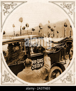 WWI - The King George V & Lord Kitchener (Field Marshal Horatio Herbert Kitchener, 1st Earl Kitchener,leaving Fawley Down, Winchester after inspecting  British troops. Stock Photo