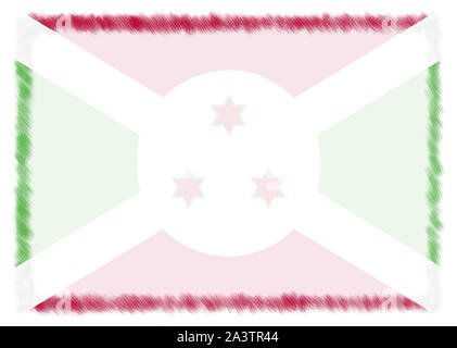 Border made with Burundi national flag. Brush stroke frame. Template elements for your certificate and diploma. Horizontal orientation. Stock Photo