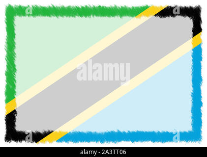 Border made with Tanzania national flag. Brush stroke frame. Template elements for your certificate and diploma. Horizontal orientation. Stock Photo