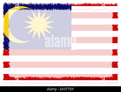 Border made with Malaysia national flag. Brush stroke frame 