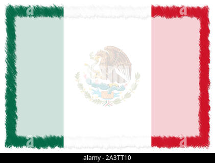 Border made with Mexico national flag. Brush stroke frame. Template elements for your certificate and diploma. Horizontal orientation. Stock Photo