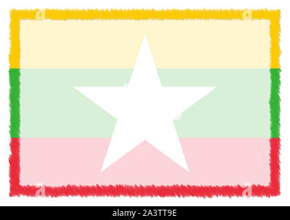 Border made with Myanmar national flag. Brush stroke frame. Template ...