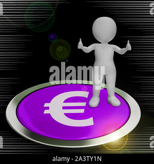 Euro sign concept icon means lots of funds or savings. Rich with cash in euros - 3d illustration Stock Photo