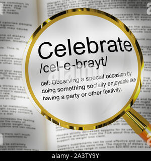 Celebrate definition concept icon means rejoicing or joy. To