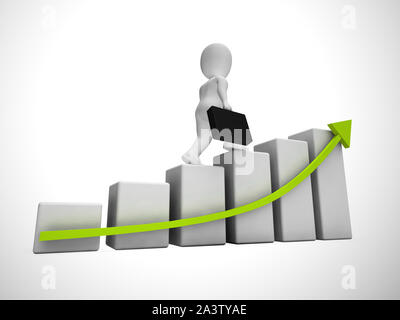 Graph going upwards means success and increased profits. Business growing and trends higher for gain - 3d illustration Stock Photo