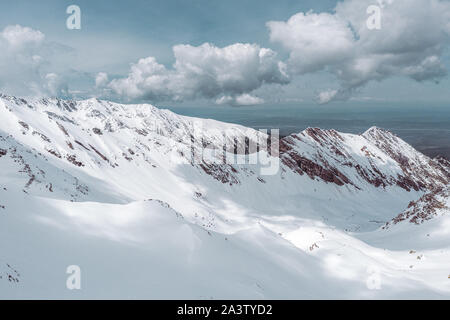Fresh powder snow and a high risk of avalanches Stock Photo